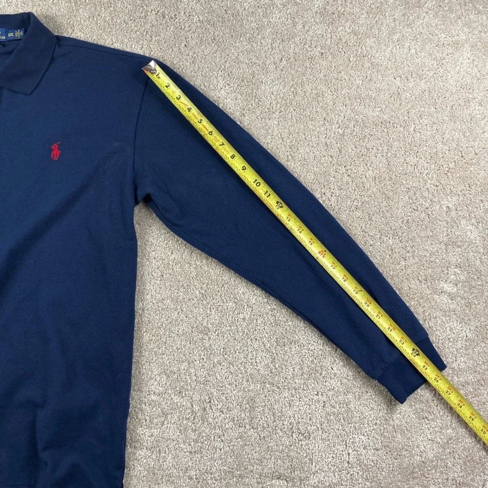 Polo‎ Ralph Lauren Mens XXL Navy Blue Long Sleeve Custom Fit Polo Shirt Red Pony